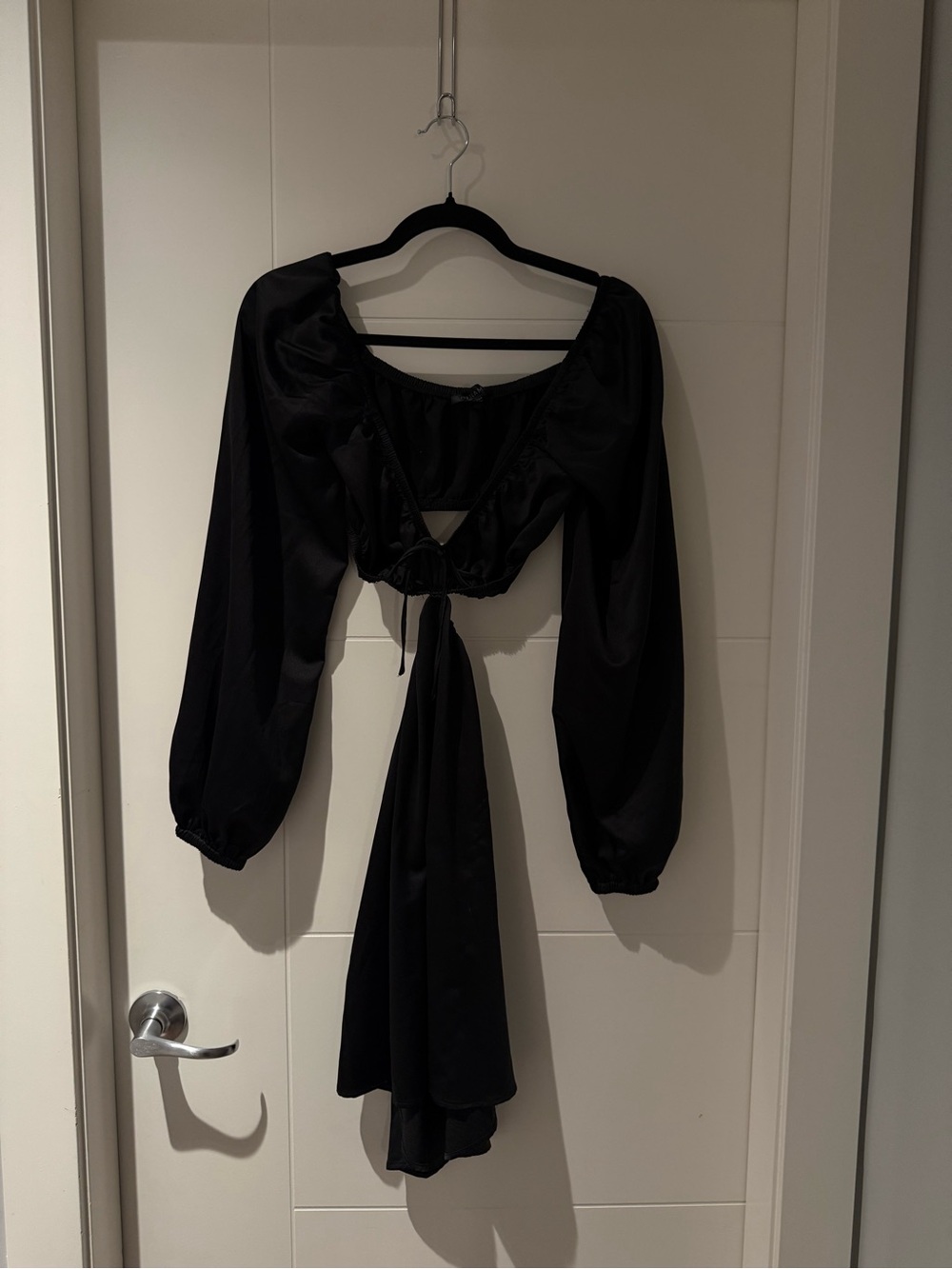 Dynamite Black Long Sleeve Tie-Front Dress